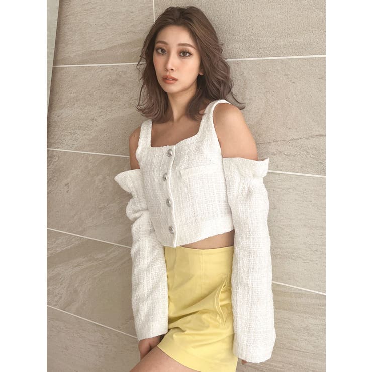 フロントボタン2WAY FANCYTWEEDブラウス | GYDA | 詳細画像5 