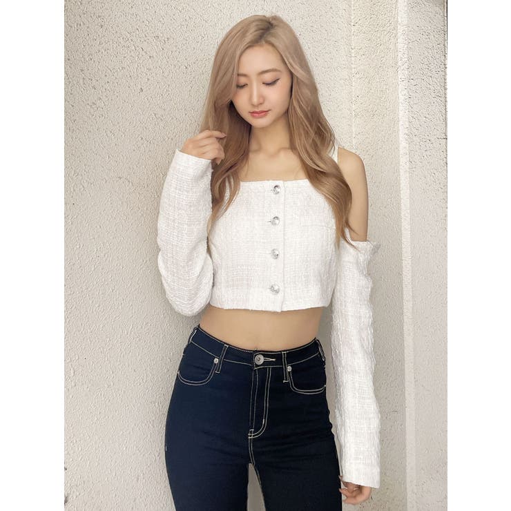 フロントボタン2WAY FANCYTWEEDブラウス | GYDA | 詳細画像7 