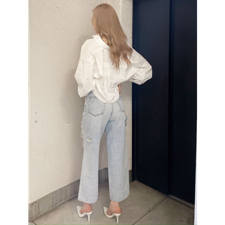 ビジュー スタッズ ショート LOOSE シャツ | GYDA | 詳細画像21 