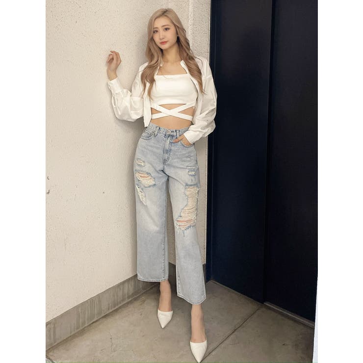 ビジュー スタッズ ショート LOOSE シャツ | GYDA | 詳細画像45 