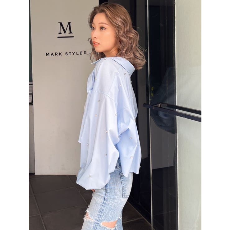 ビジュー スタッズ ショート LOOSE シャツ[品番：MKSW0057654