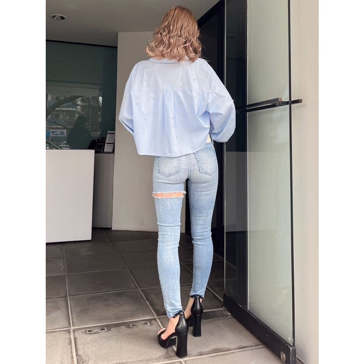 ビジュー スタッズ ショート LOOSE シャツ | GYDA | 詳細画像8 