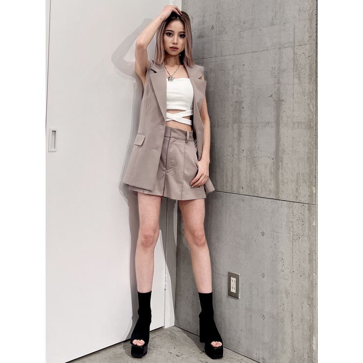 ハイウエストセンタープレスショートパンツ【SETUP着用可】[品番