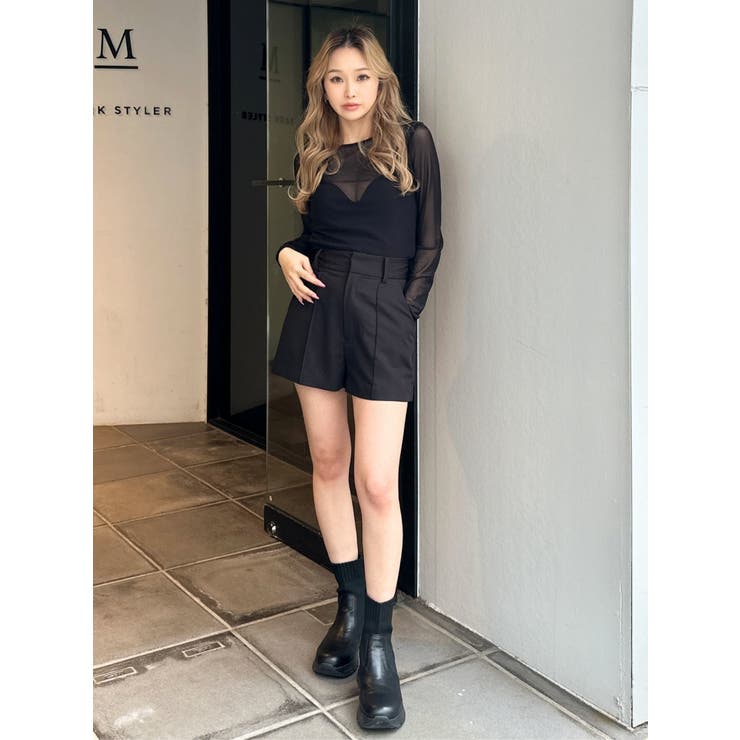 ハイウエストセンタープレスショートパンツ【SETUP着用可】[品番