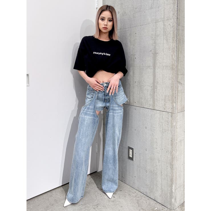 ハイウエストレイヤードデザイン2WAYデニムパンツ[品番 ハイウエストレイヤードデザイン2WAYデニムパンツ[品番