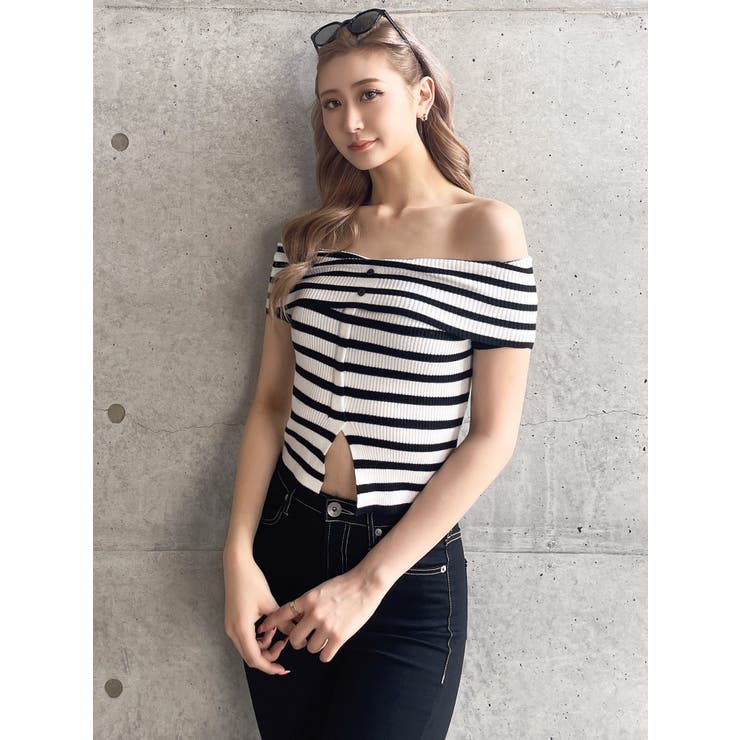 HEMスリットオフショルニットトップス | GYDA | 詳細画像16 