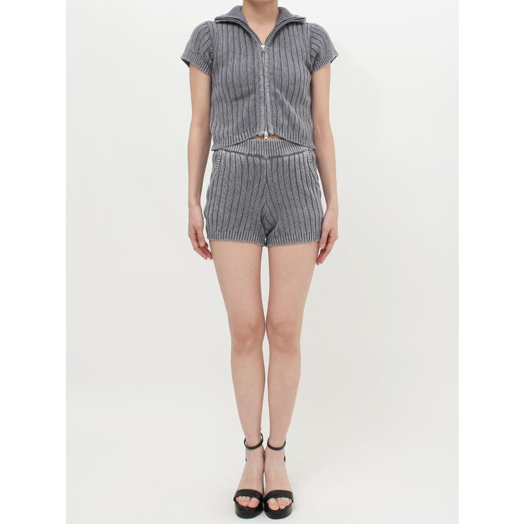 W ZIPブリーチワイドリブニットトップス【SETUP着用可】[品番