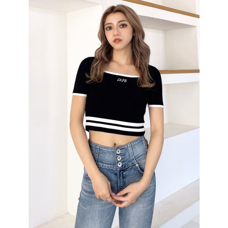 スクエアネックHEM LINE ニットトップス[品番：MKSW0057670