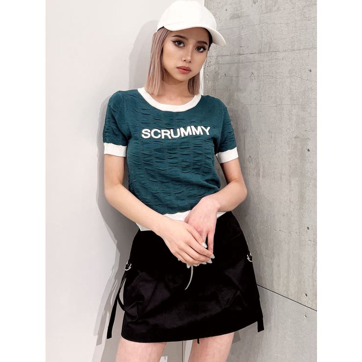 SCRUMMYエンボーワッフルニットトップス[品番：MKSW0058062