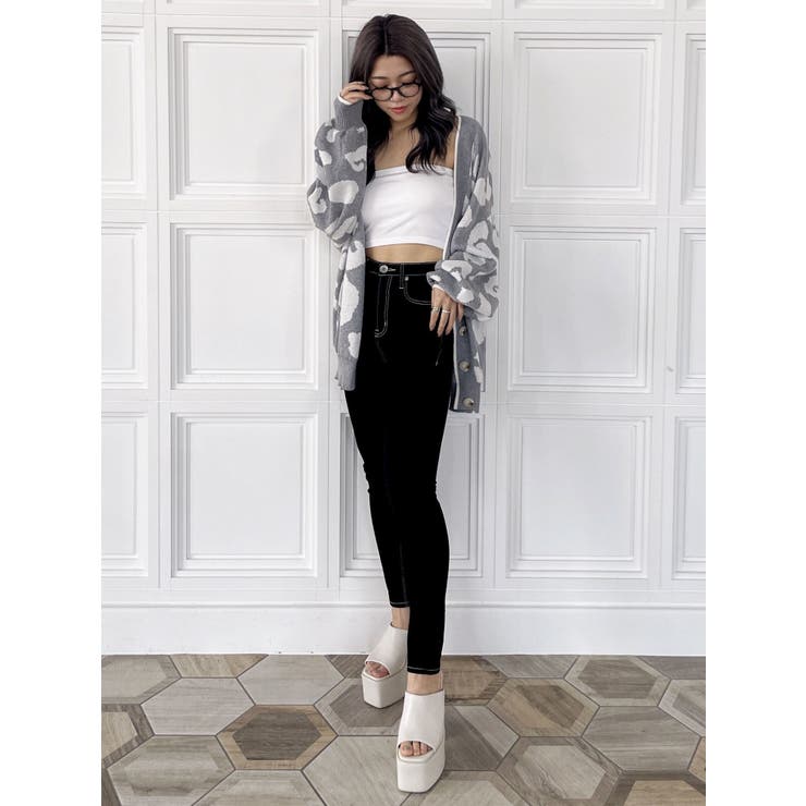 WAX (ワックス) Leopard cardigan (レオパード柄カーディガン) SAND