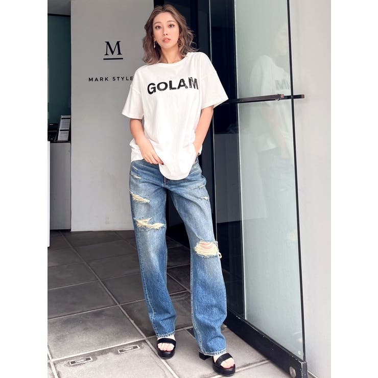 GOLAMスパンコールBIG Tシャツ[品番：MKSW0058070]｜GYDA