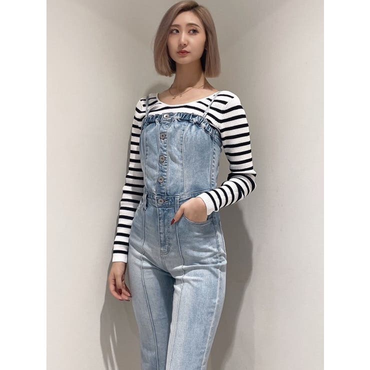 BACKリボンデニムロンパース | GYDA | 詳細画像40 