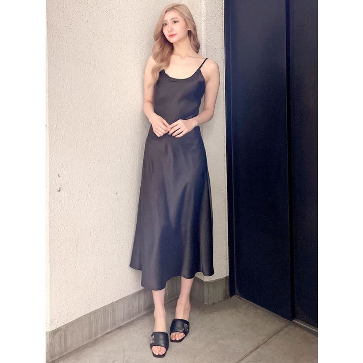 バックオープンサテンキャミロングワンピース | GYDA | 詳細画像22 