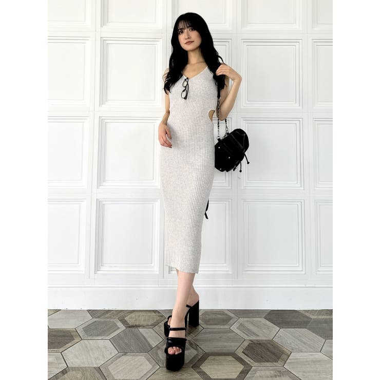 ERISABETTA FRANCHI オフィスワンピース Vネック レオパード e3367.jpg