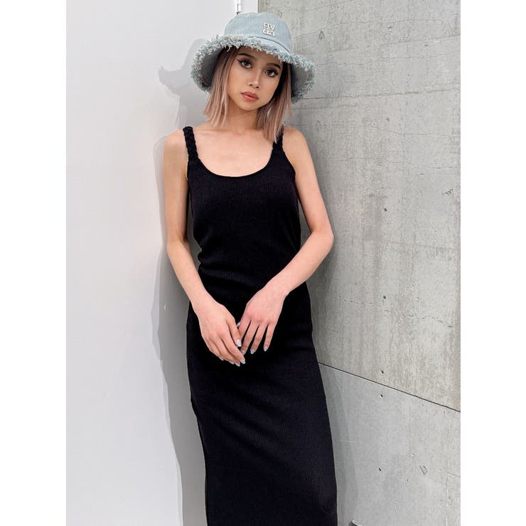 TWISTショルダーストラップソフトタッチロングワンピース[品番