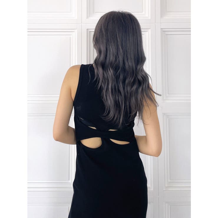 カットアウトテレコスリットロングワンピース | GYDA | 詳細画像5 