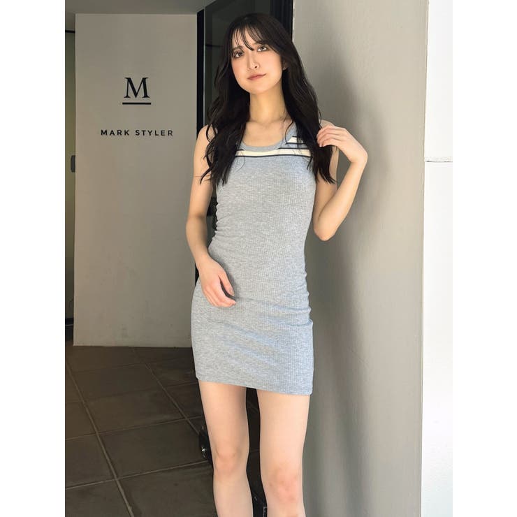JILTU ノースリーブミニワンピース ネックラインノースリーブタイトミニワンピース[品番