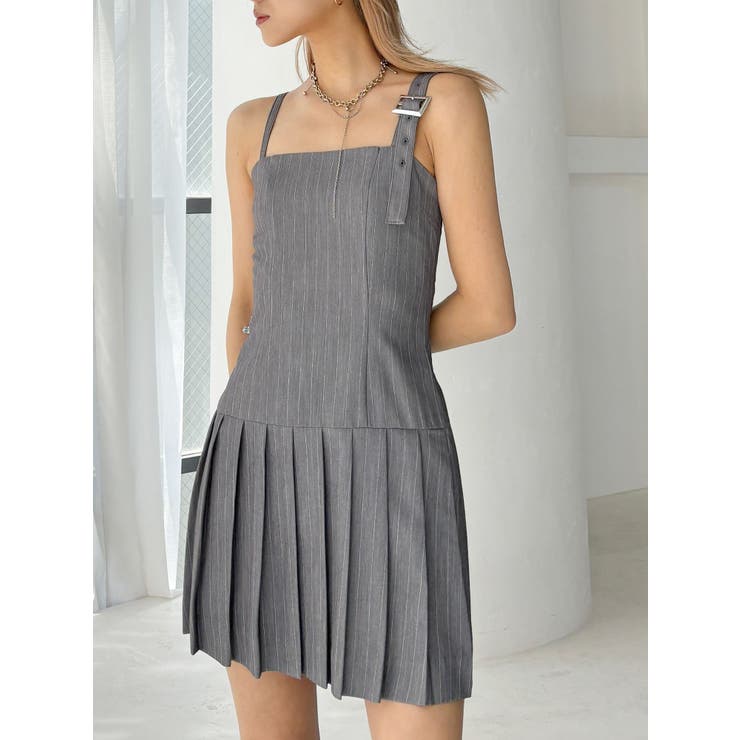 グレー | 【TINY】アシメストラッププリーツワンピース | GYDA
