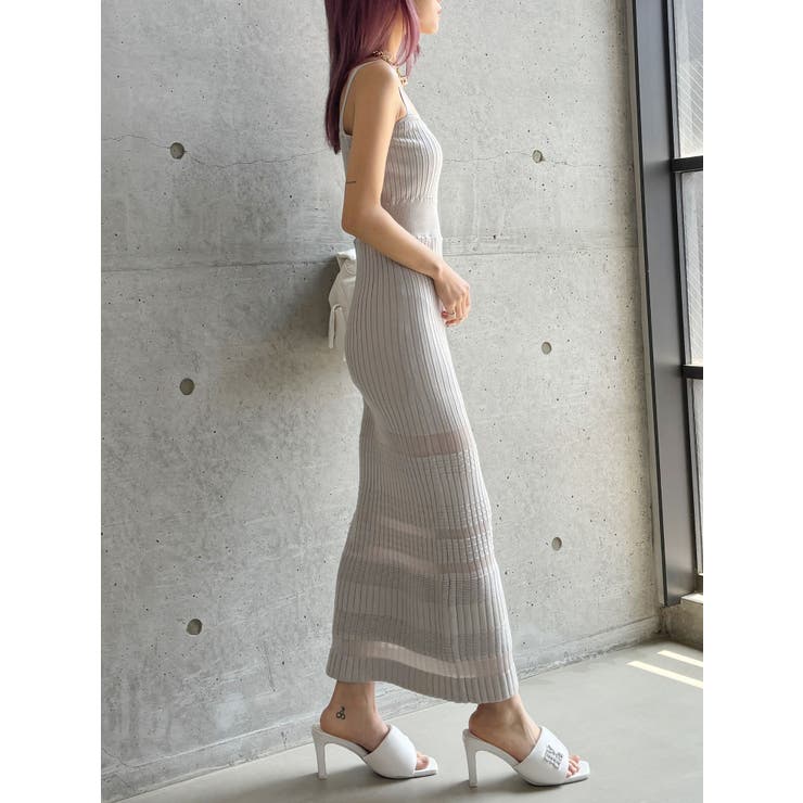 TINY】シースルーニットロングワンピース[品番:MKSW0059071 TINY】シースルーニットロングワンピース[品番:MKSW0059071