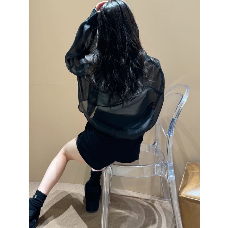 シアーラインストーンショートシャツ | GYDA | 詳細画像41 