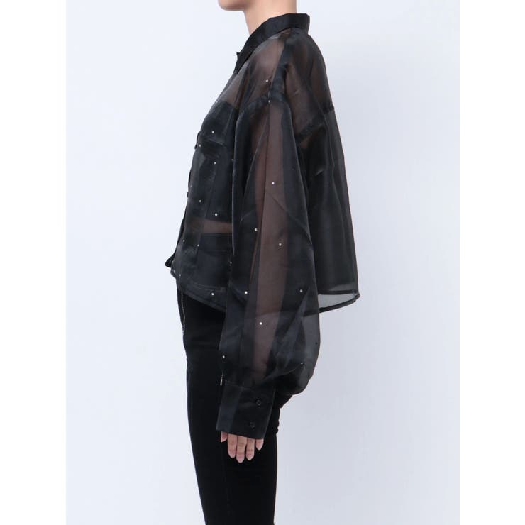 シアーラインストーンショートシャツ | GYDA | 詳細画像43 