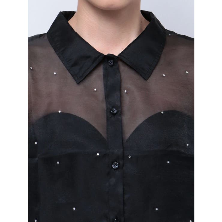 シアーラインストーンショートシャツ | GYDA | 詳細画像45 