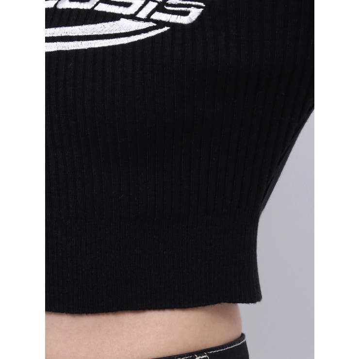 レーサーデザインembroideryニットトップス[品番：MKSW0060834