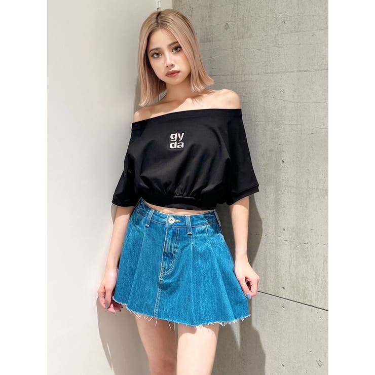 ブラック | Square gyda エンボス オフショル トップス | GYDA