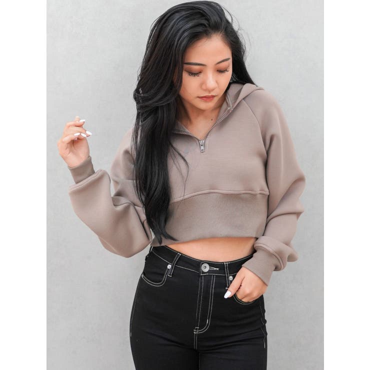 バックレースアップショートパーカー[品番：MKSW0059230]｜GYDA