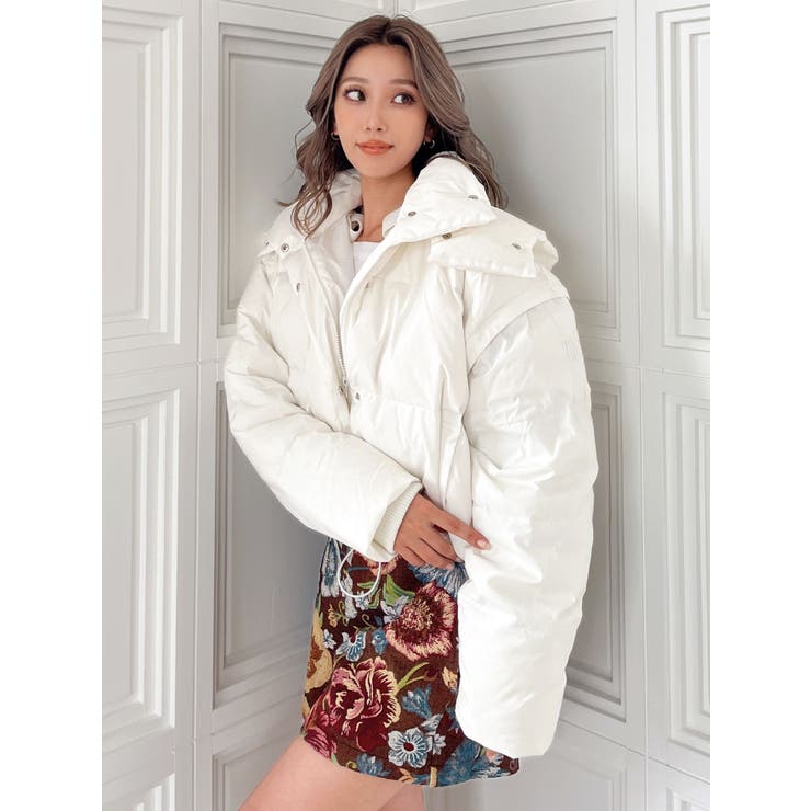 オフホワイト | GYGY embroideryダウンコート | GYDA