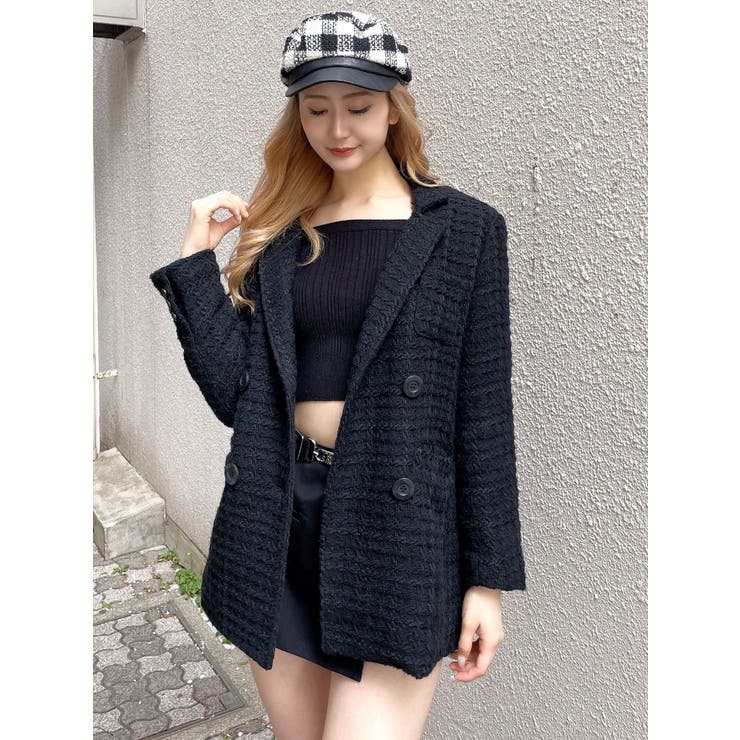 ☆11/20迄限定出品セール中☆ GASA WOOLツィードレディースコート ツイード中綿ダブルジャケットコート[品番：MKSW0060463]｜GYDA