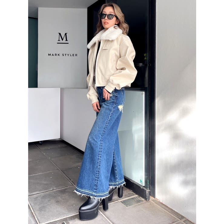 vintage processingフェイクレザーショートブルゾン | GYDA | 詳細画像28 