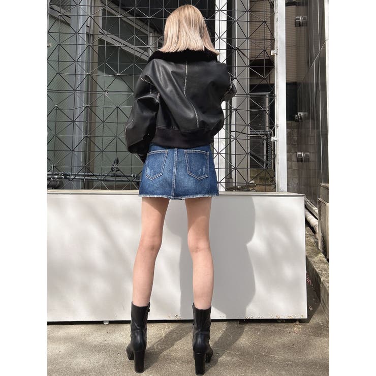 vintage processingフェイクレザーショートブルゾン | GYDA | 詳細画像45 