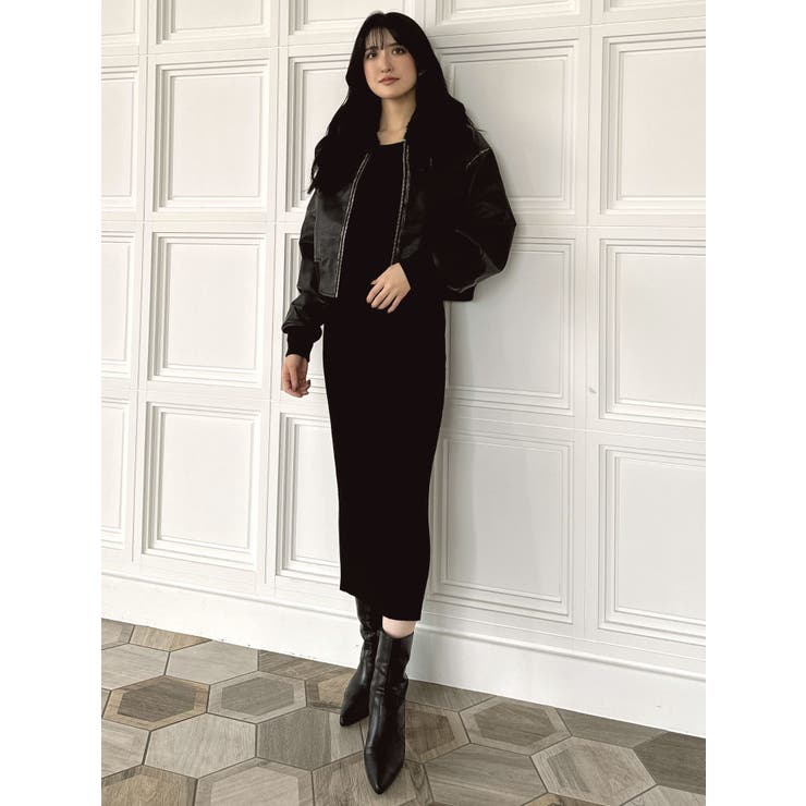 vintage processingフェイクレザーショートブルゾン | GYDA | 詳細画像49 