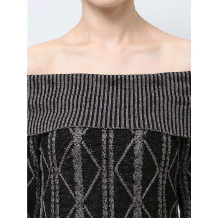 オフショルケーブルタイトニットワンピース | GYDA | 詳細画像18 