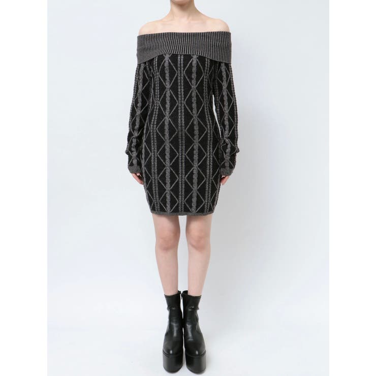 オフショルケーブルタイトニットワンピース | GYDA | 詳細画像22 