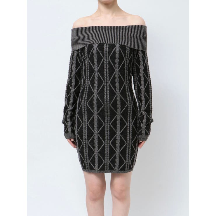 オフショルケーブルタイトニットワンピース | GYDA | 詳細画像25 