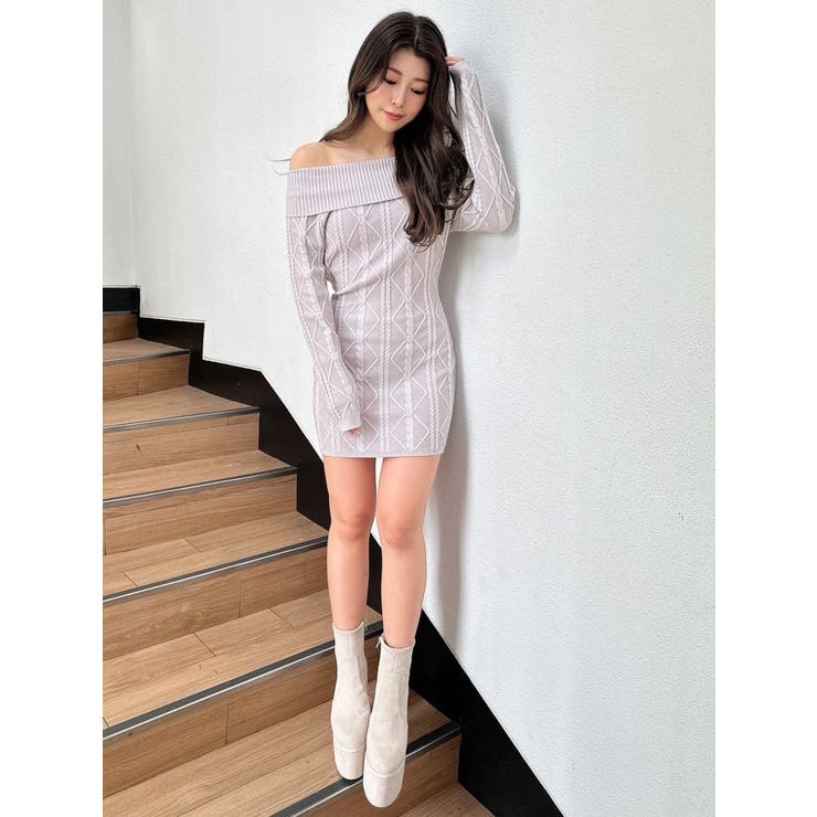 オフショルケーブルタイトニットワンピース | GYDA | 詳細画像5 