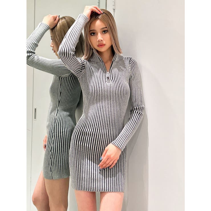 ハーフZIPリブニットワンピース[品番：MKSW0060440]｜GYDA