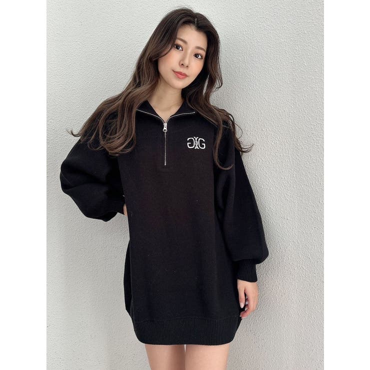 シンプルミニワンピース✨春夏ハーフジップで女子会もお洒落にお出かけ ANOTHER BRANCH OLIVE des OLIVE/裏起毛ハーフZIPミニワンピース