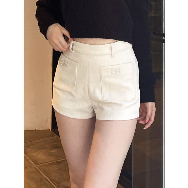 アイボリー | Symmetry GYDAビジューポケットショートパンツ | GYDA