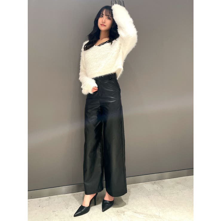 PHATROOM ブラックレザー ワイドパンツ ワンフォークロージング 1111clothing PU レザー カーゴパンツ