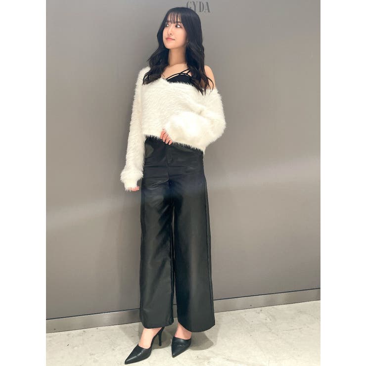 フェイクレザーワイドパンツ | GYDA | 詳細画像3 