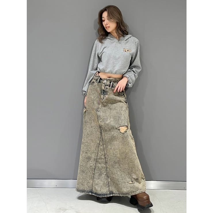 MCP SIDERIPPED OVERLAPケミカルデニムロングスカート[品番