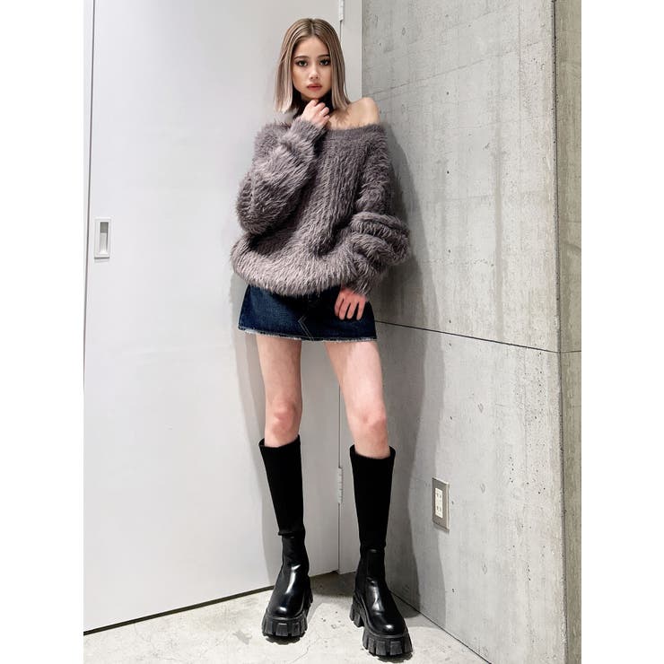 2WAYシャギーチョーカーニットトップス[品番：MKSW0059729
