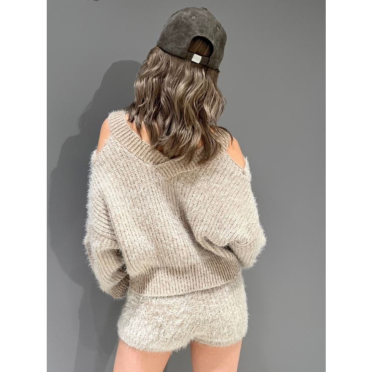 レースアップシャギーニットトップス【SETUP着用可】[品番