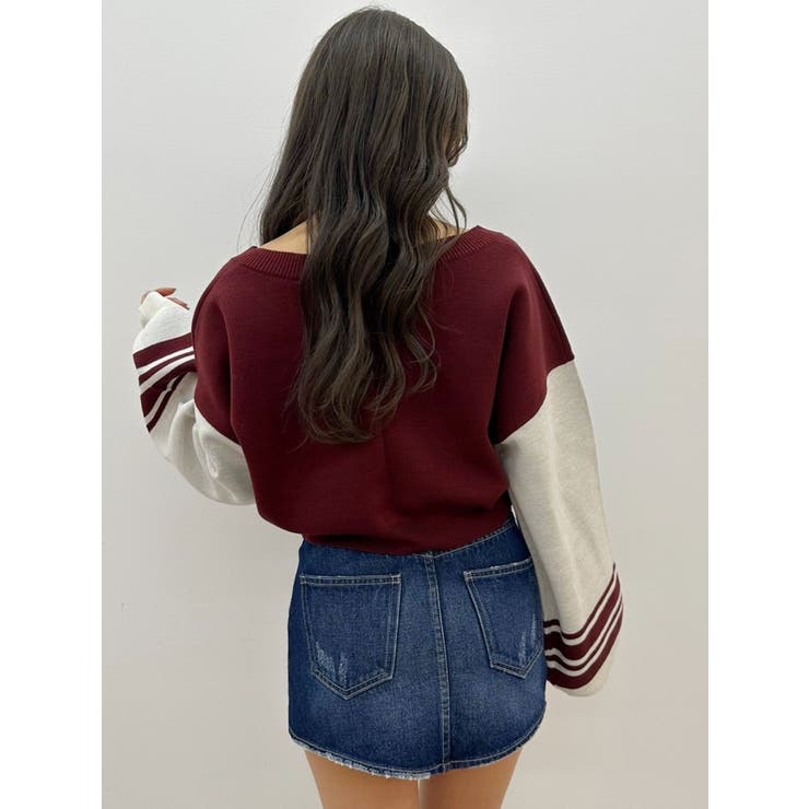 2wayスリーブラインＶネックニットトップス | GYDA | 詳細画像13 