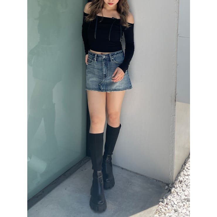 【TINY】オフショルリボンニットトップス | GYDA | 詳細画像11 