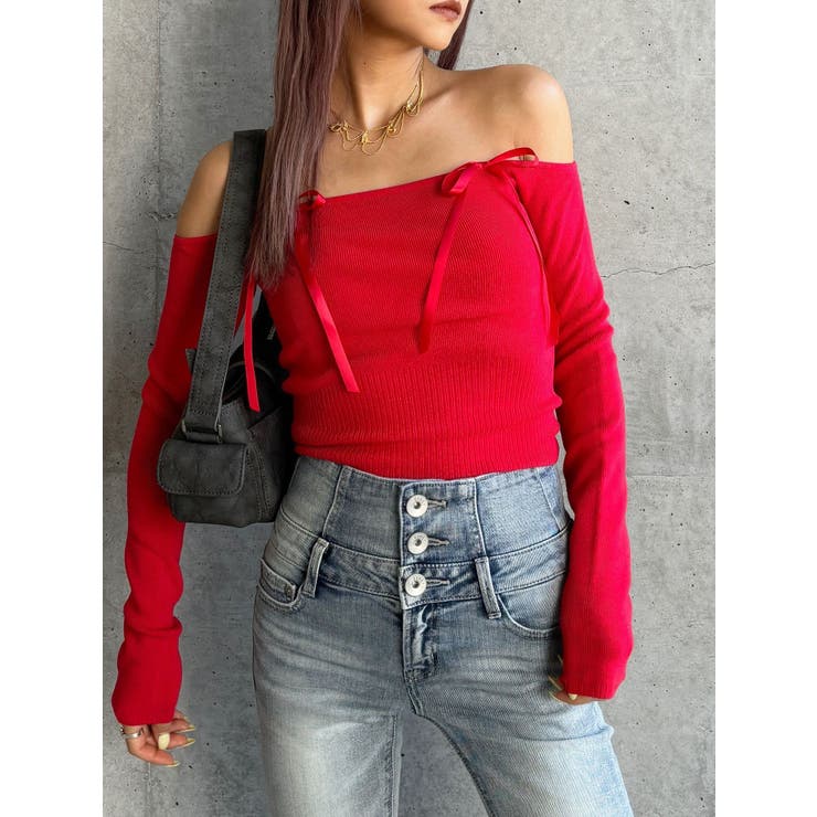 【TINY】オフショルリボンニットトップス | GYDA | 詳細画像23 