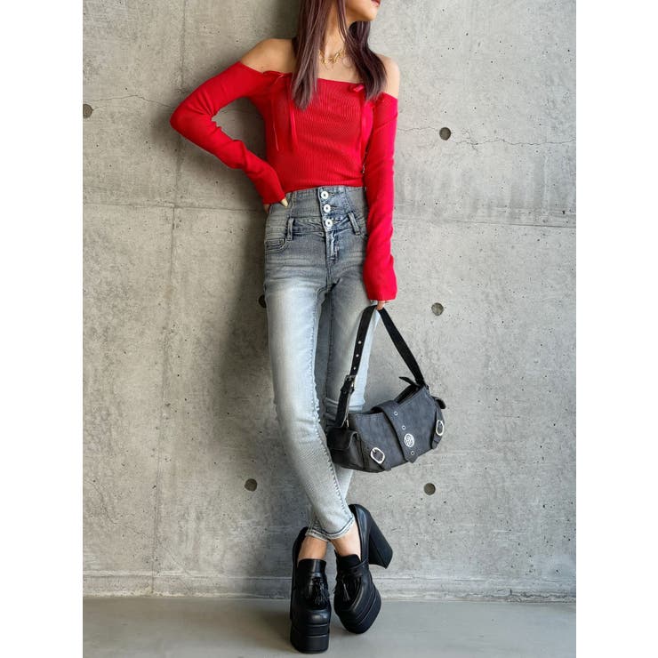 【TINY】オフショルリボンニットトップス | GYDA | 詳細画像33 